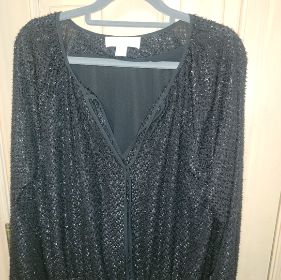 NWOT Michael Kors sz L Black Metalic Dewdrop Shift Dress - Picture 4 of 11